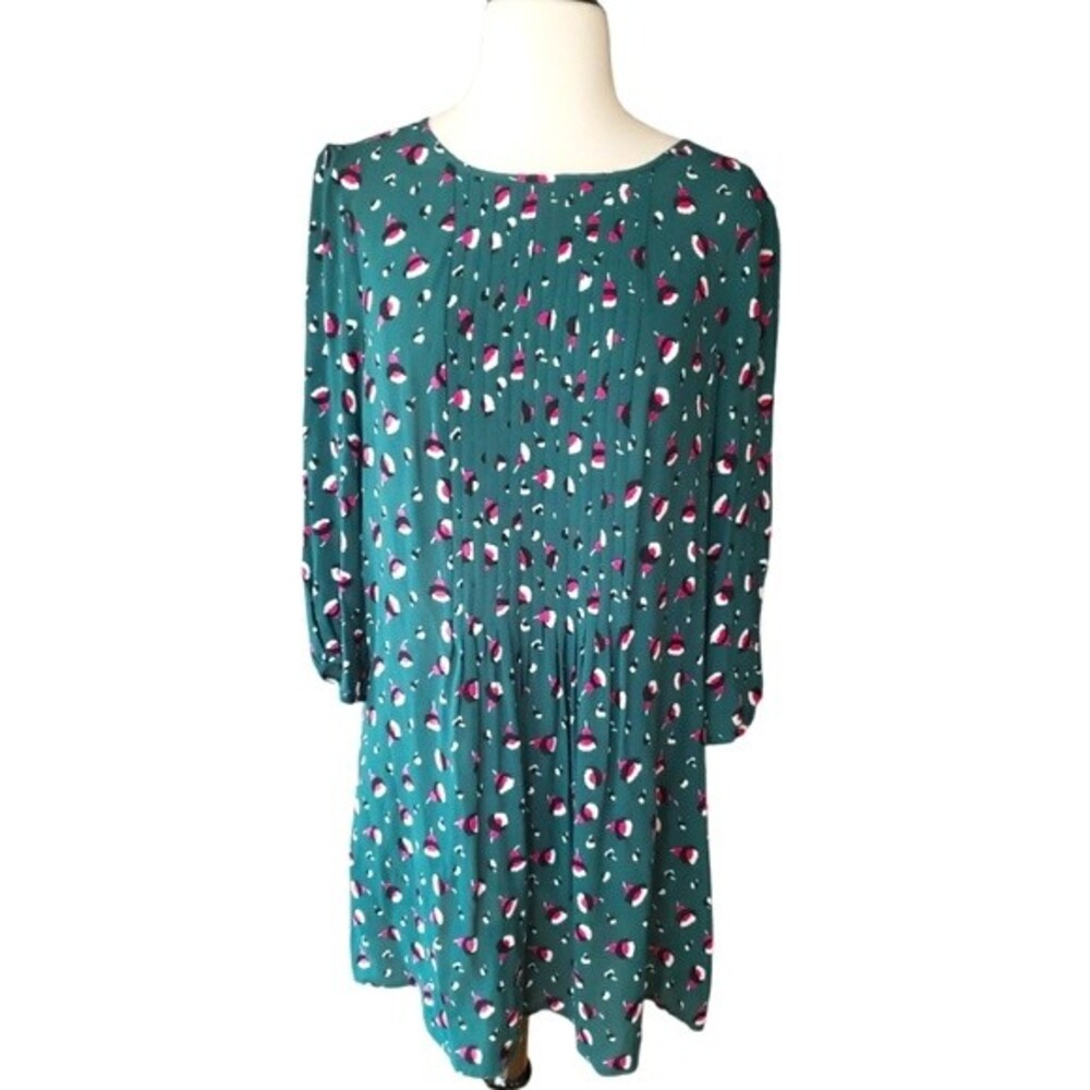 Boden Shift Minidress Womens Size 8 Hunter Green Spotted Long Sleeve Twee Preppy